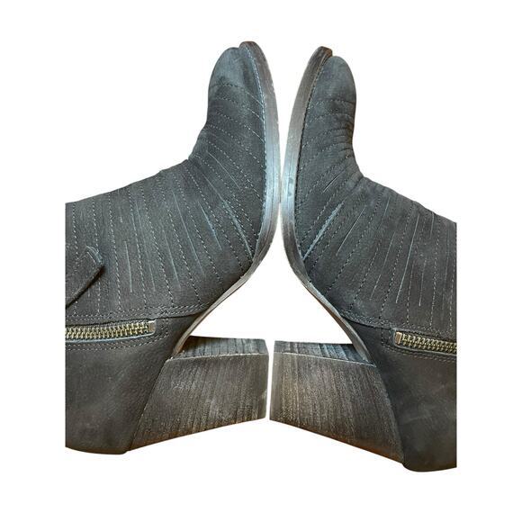 NWT Paul Green Women 6 Malibu Sliced Zip Bootie Black Leather Suede Heels - Picture 12 of 15